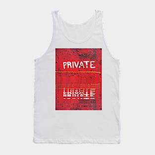 PRIVATE sign in bright red and white colours reflected in rippled water Tank Top